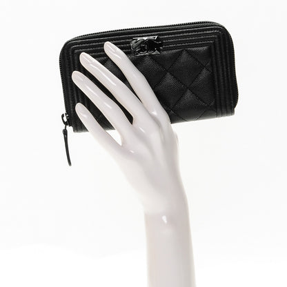 Chanel Caviar Quilted Boy Small Zip Around Wallet So Black 2 of 8
