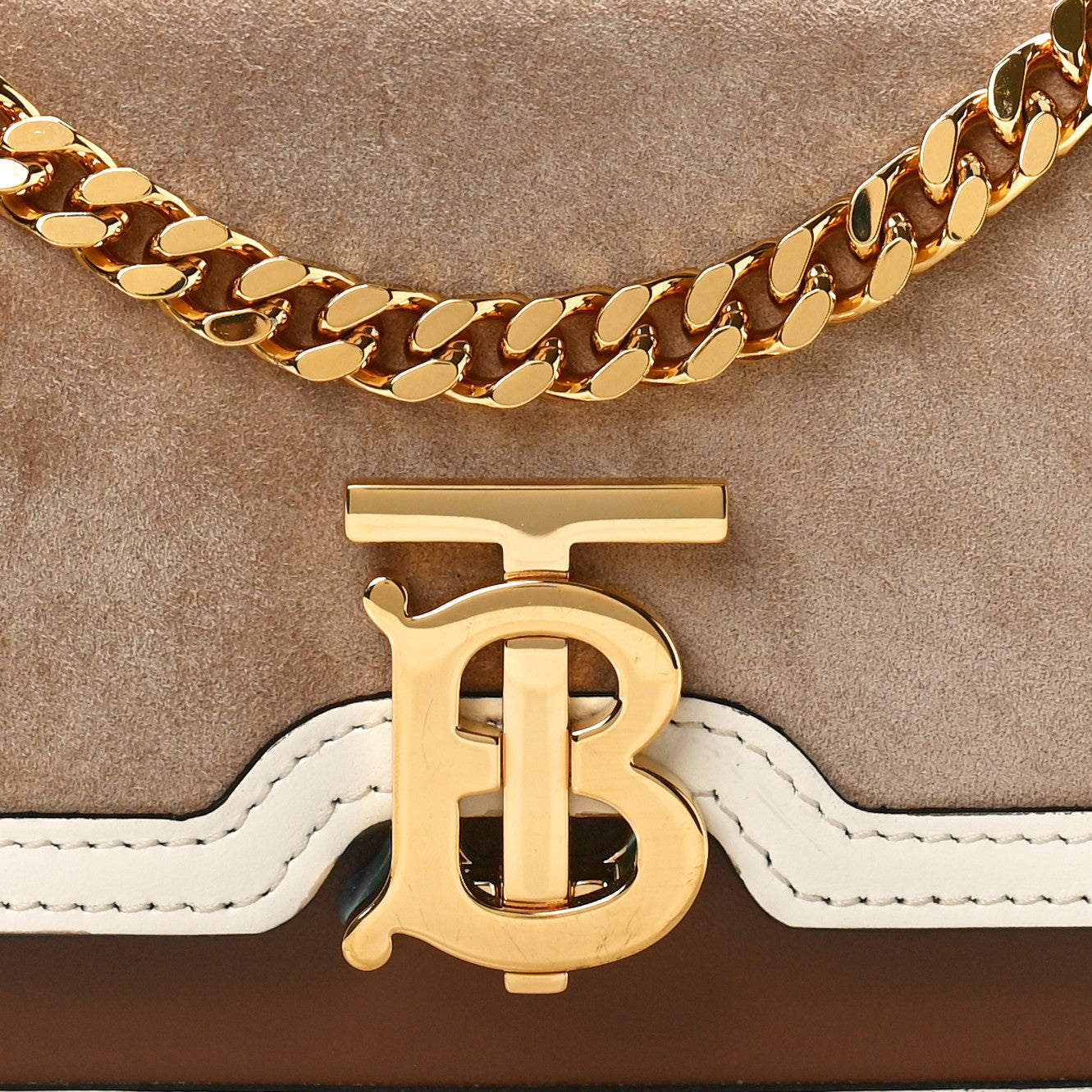 Burberry Suede Calfskin Large Jessie Chain TB Bag Biscuit 7 of 9