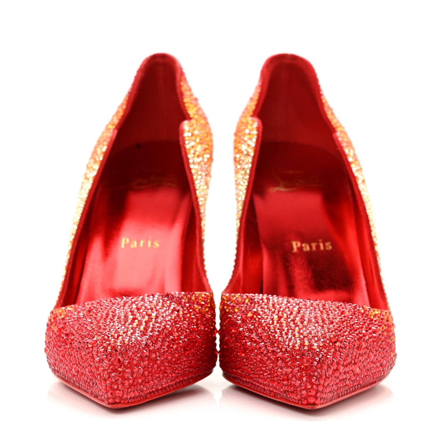 Christian Louboutin Suede Burma Strass Degrade Hot Chick 100 Pumps 39 Loubi Red Multicolor 3 of 9