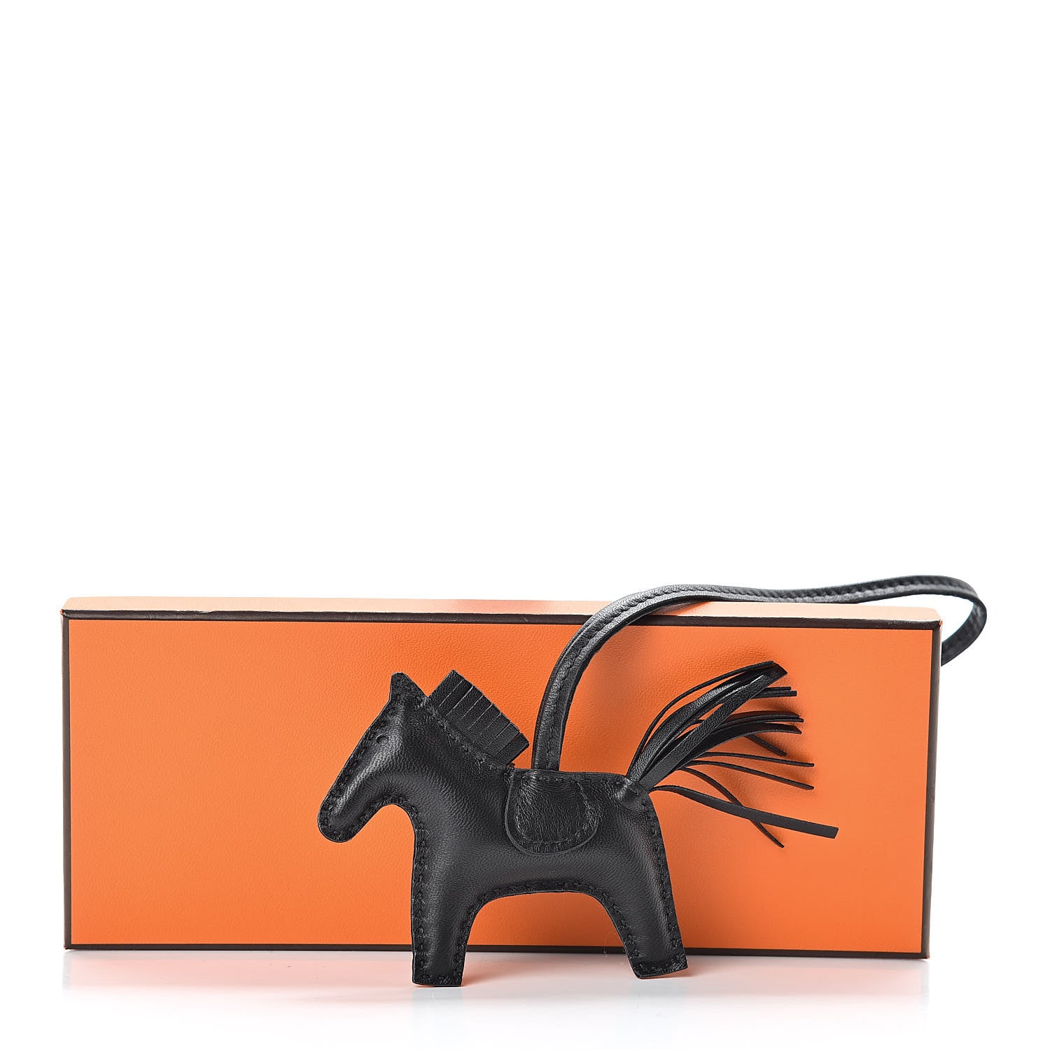 Hermes Milo Lambskin Grigri Rodeo Horse Bag Charm PM So Black 4 of 4