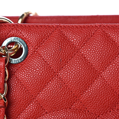 Chanel Caviar Quilted Grand Shopping Tote GST Red 12 of 17