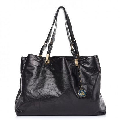 Lanvin Crinkled Lambskin Tote Black 1 of 9