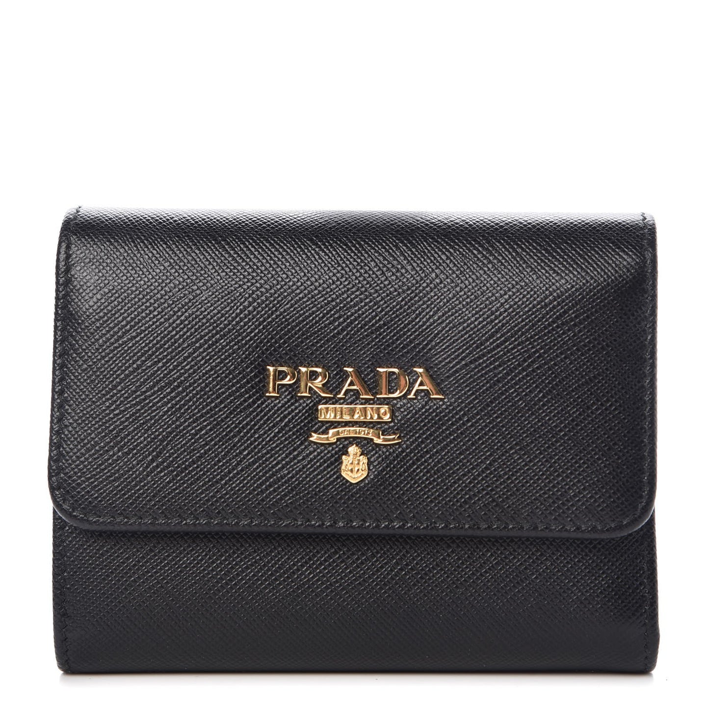 Saffiano Metal Tri-Fold Wallet Black