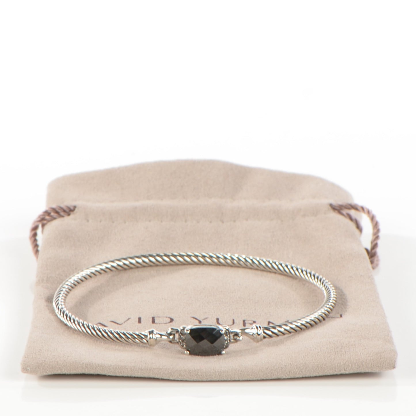 Sterling Silver Diamond Hematite 3mm Petite Wheaton Bracelet