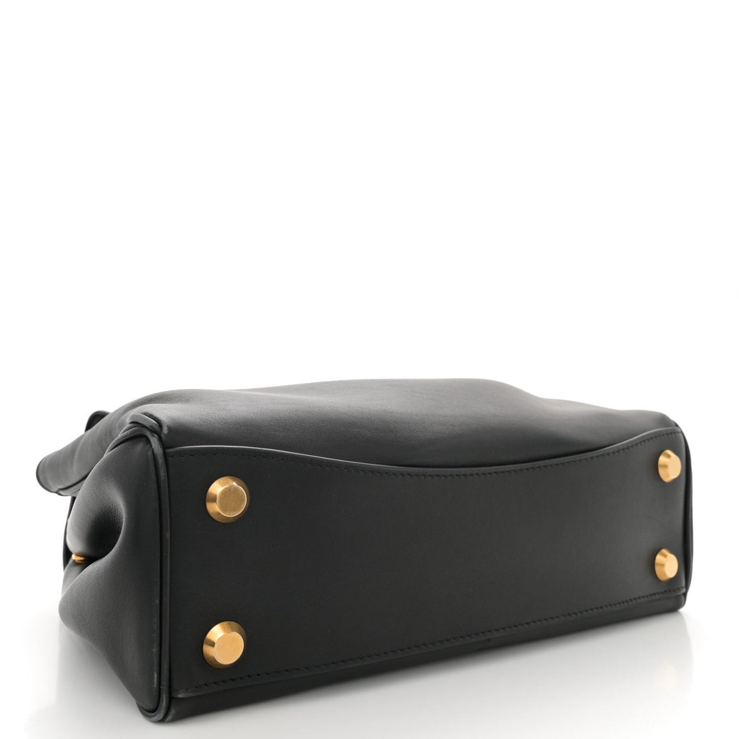 Natural Smooth Calfskin Small Rodeo Top Handle Handbag Black