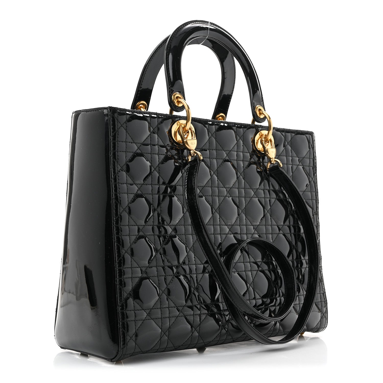 Christian Dior Patent Cannage Large Lady Dior Black 3 of 12