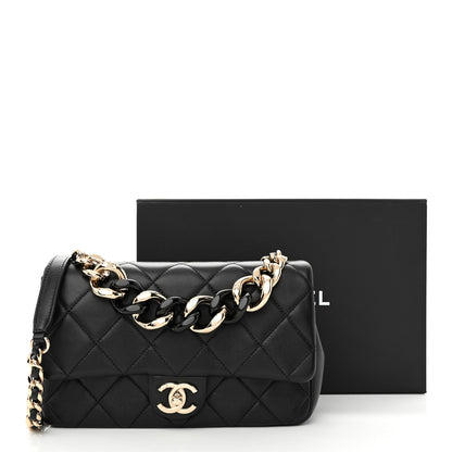 Chanel Lambskin Quilted Resin Bi-Color Chain Flap Bag Black 11 of 11