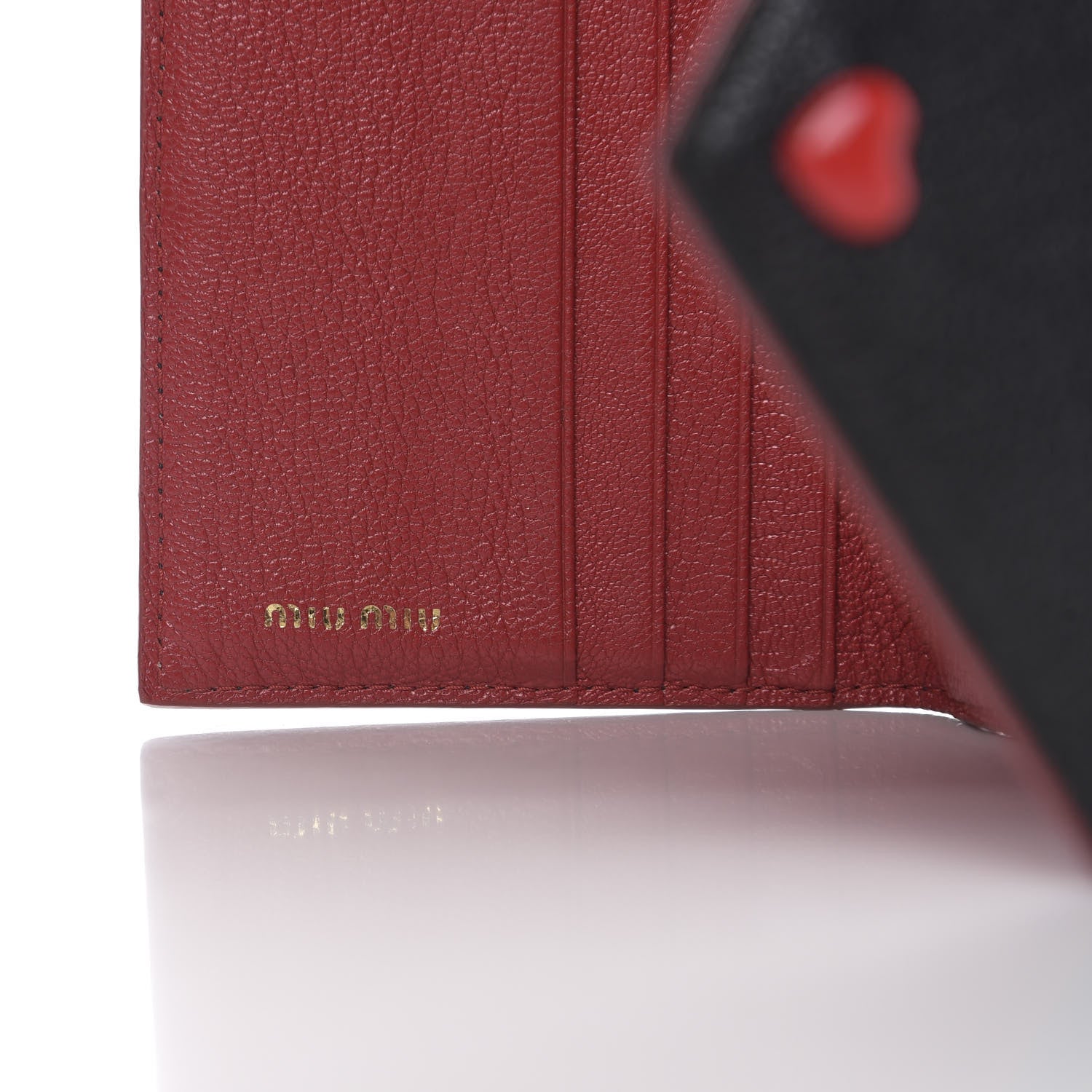 Miu Miu Goatskin Madras Love Compact Wallet Black 5 of 7