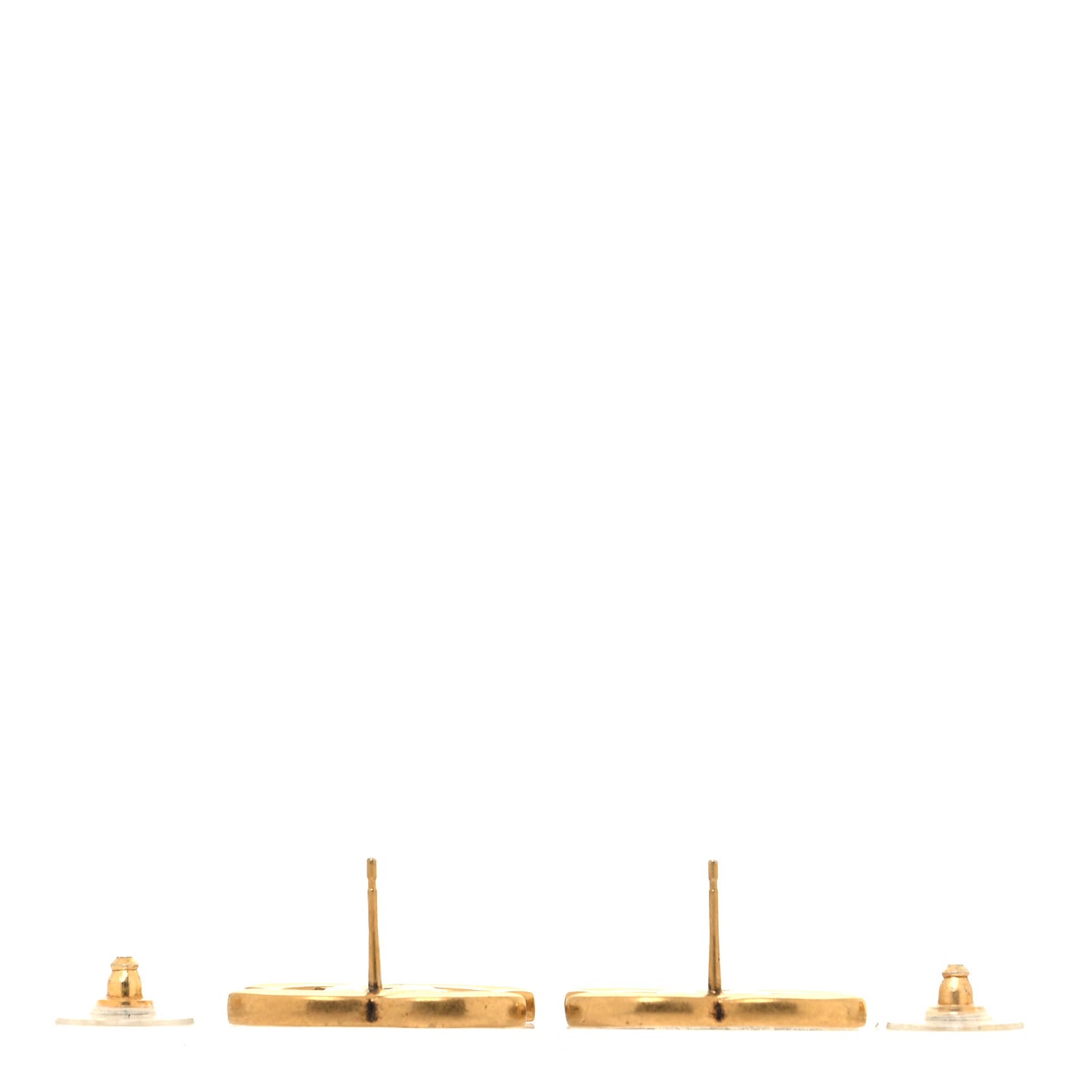 Metal Textured CC Earrings Gold