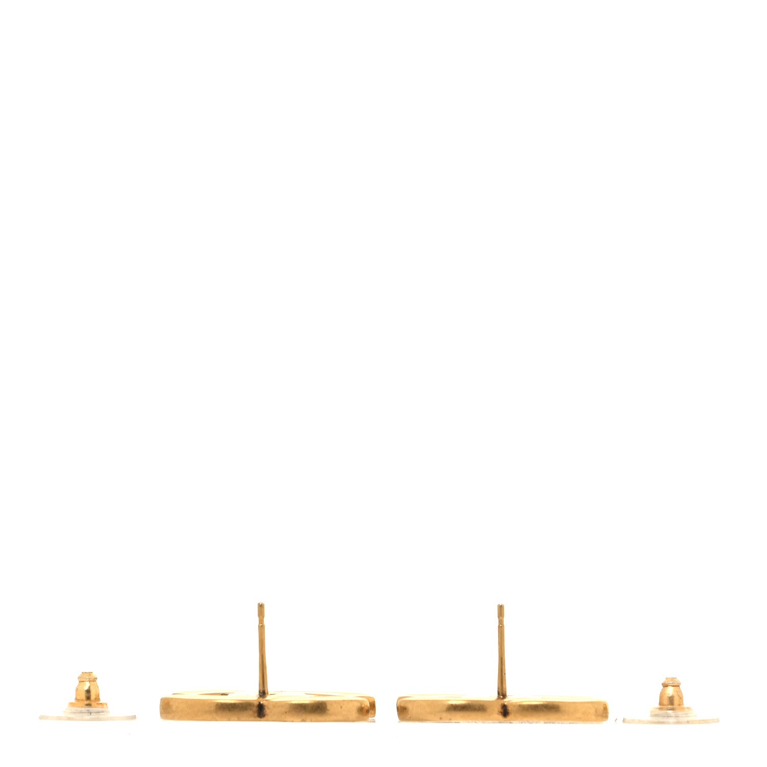 Chanel Metal Textured CC Earrings Gold 3 of 5