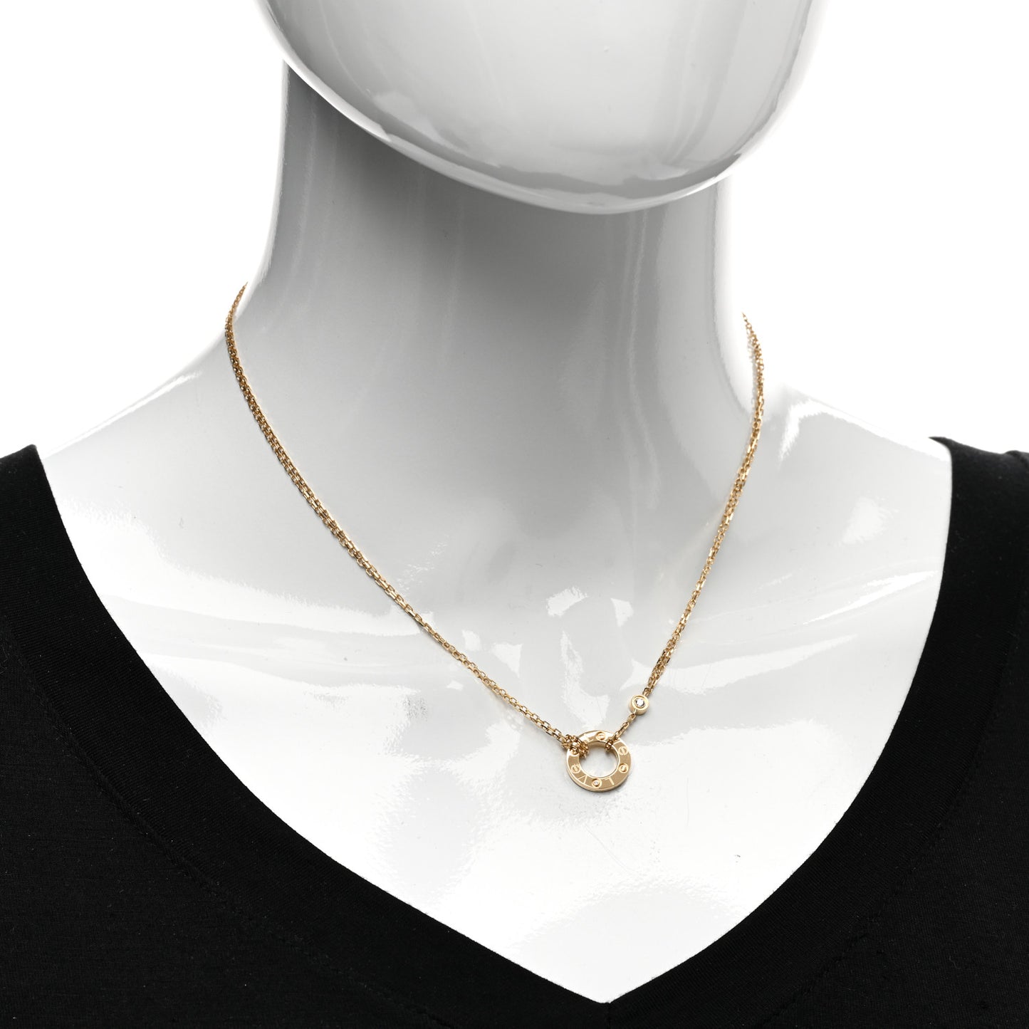 18K Yellow Gold 2 Diamond LOVE Necklace