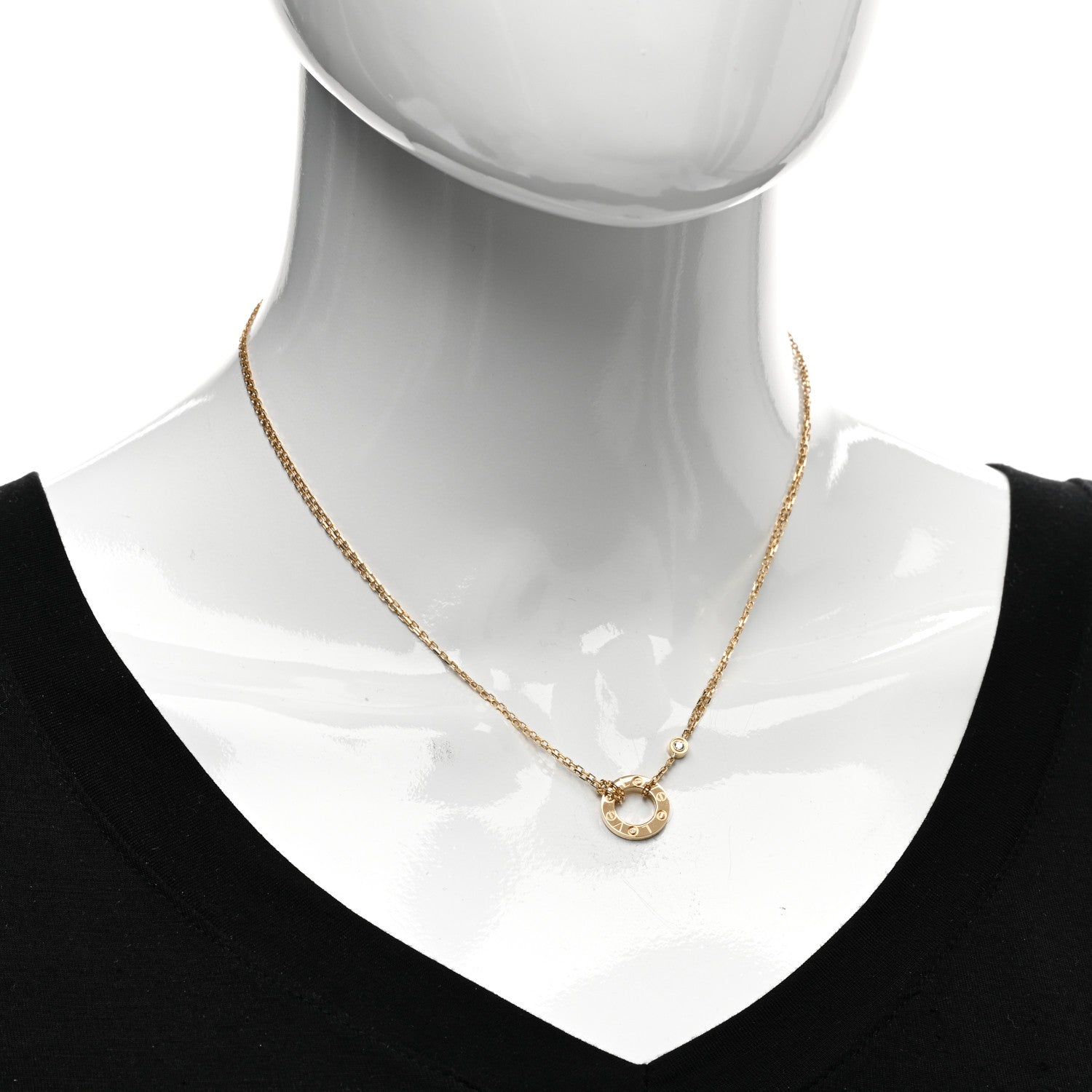 Cartier 18K Yellow Gold 2 Diamond LOVE Necklace 2 of 4