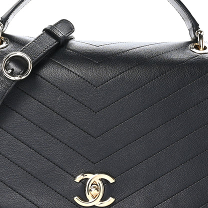 Chanel Grained Calfskin Chevron Stitched Medium Chic Top Handle Flap Black 8 of 12
