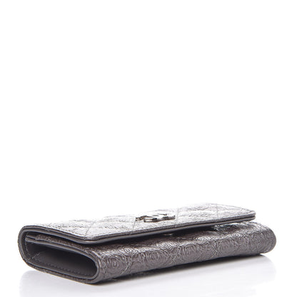 Chanel Metallic Camellia Calfskin Embossed Quilted Card Holder Grey 4 of 8
