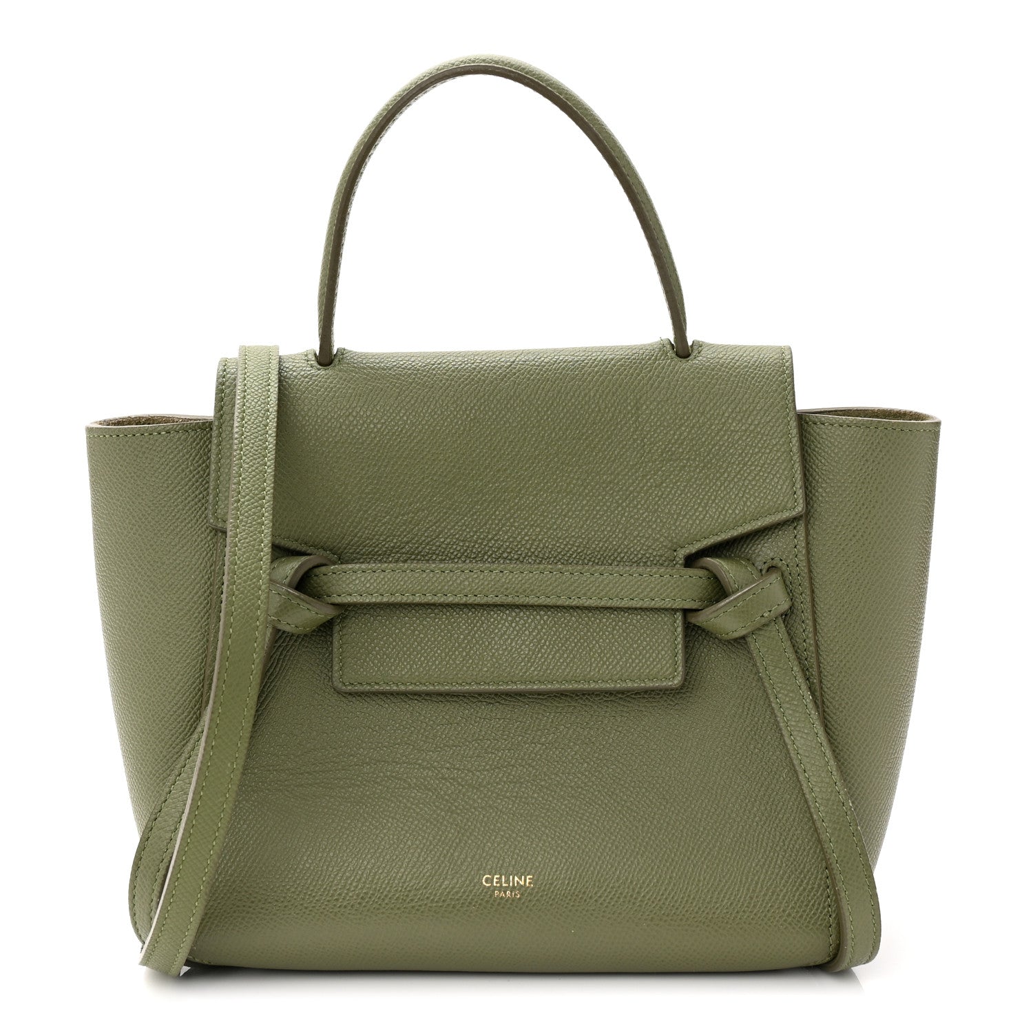 Celine Grained Calfskin Nano Belt Bag Army Green 1 of 10