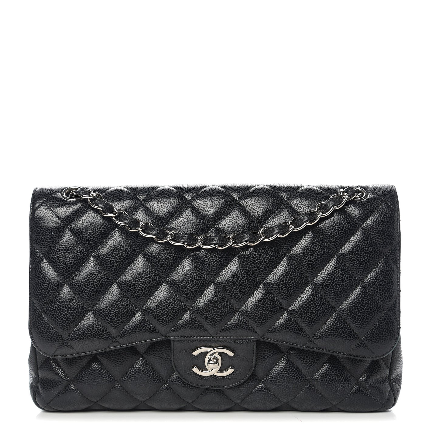 Caviar Quilted Jumbo Double Flap Black