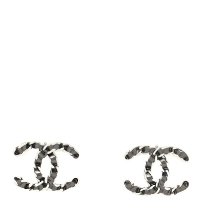 Chanel Lambskin Chain CC Earrings Silver Grey 1 of 4
