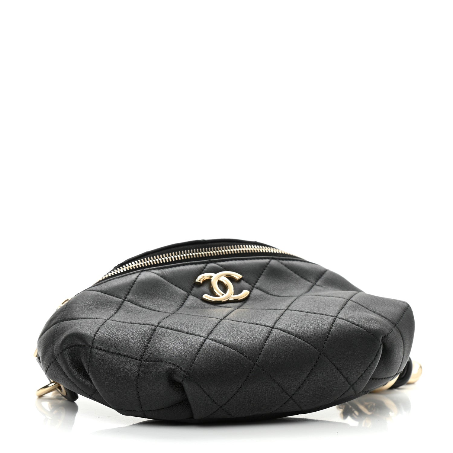 Chanel Lambskin Quilted Resin Bi-Color Waist Bag Fanny Pack Black 4 of 11