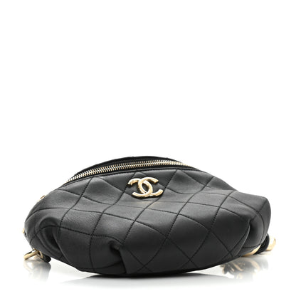 Chanel Lambskin Quilted Resin Bi-Color Waist Bag Fanny Pack Black 4 of 11