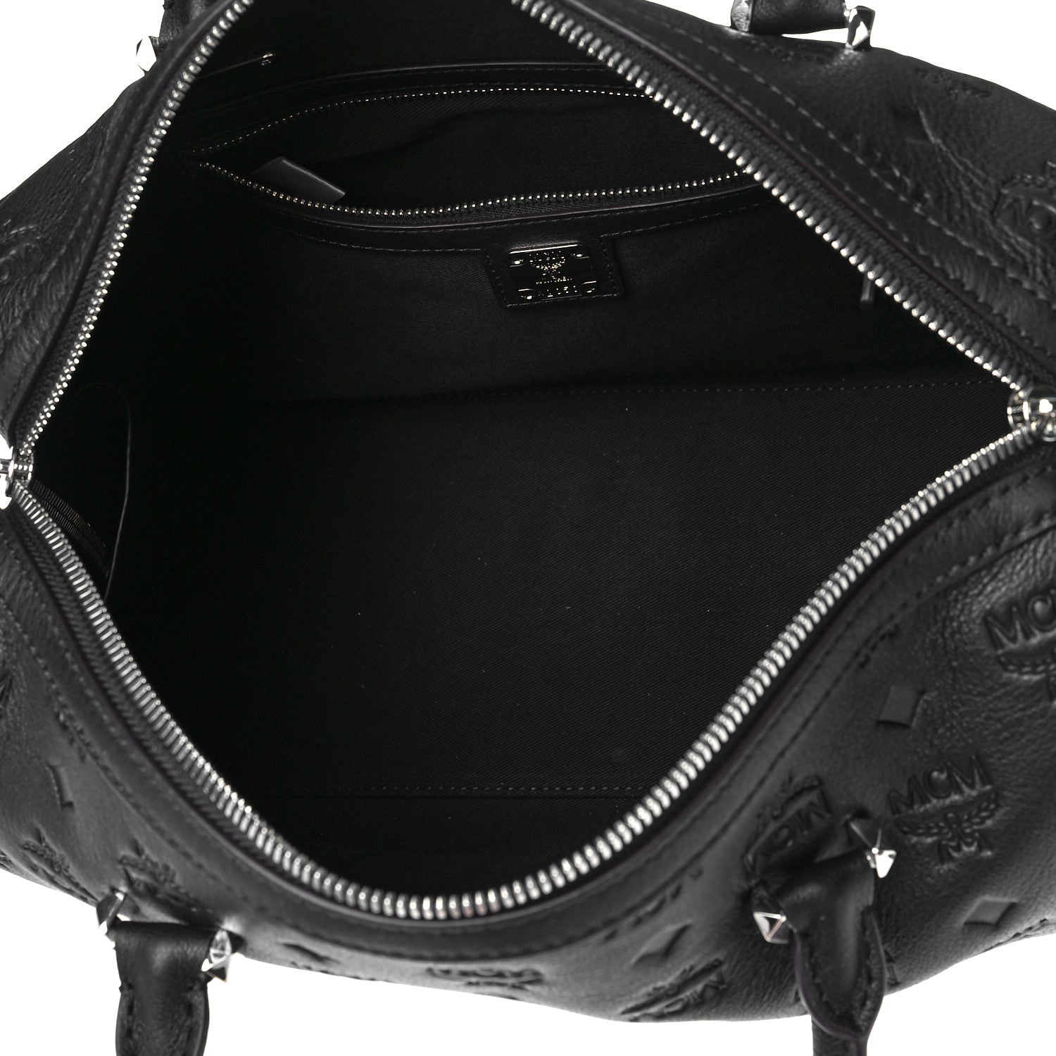MCM Calfskin Ottomar Monogram Essential Boston Bag Black 5 of 8
