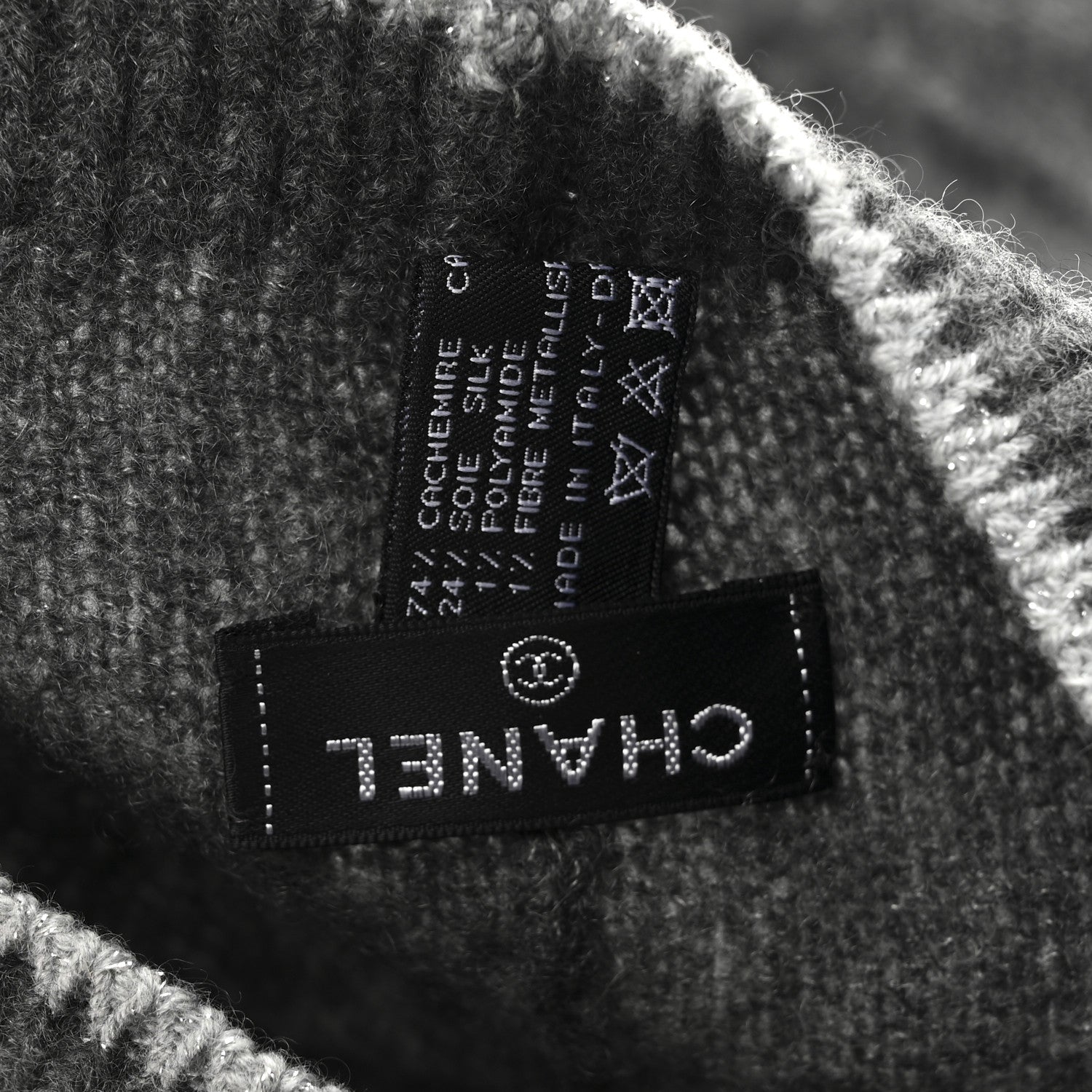 Chanel Cashmere Blend CC Beanie Hat Grey 5 of 6