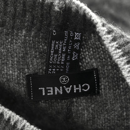 Chanel Cashmere Blend CC Beanie Hat Grey 5 of 6