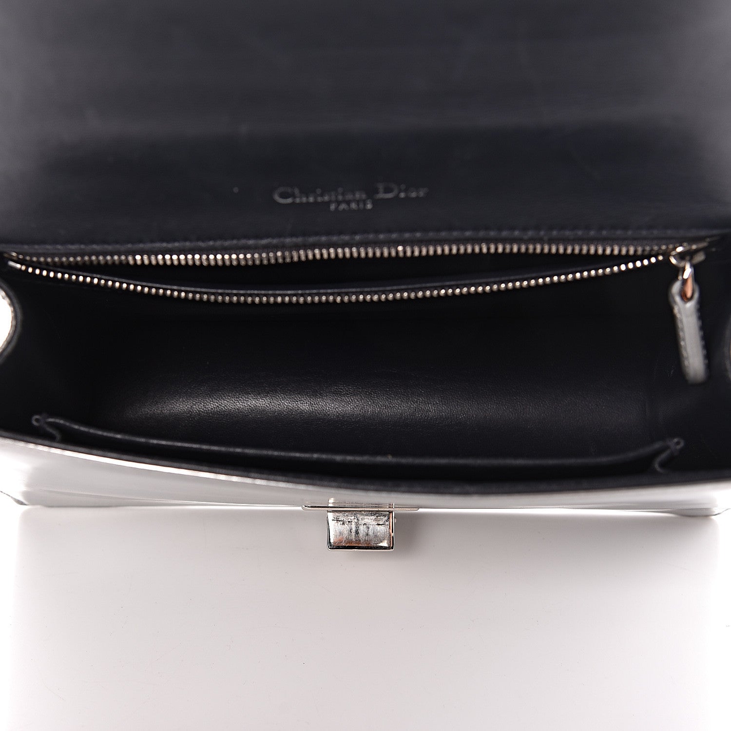 Christian Dior Metallic Patent Micro-Cannage Medium Diorama Flap Bag Silver 7 of 15