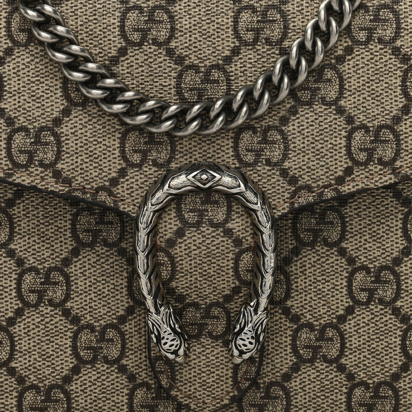 GG Supreme Monogram Mini Dionysus Chain Wallet Beige Taupe