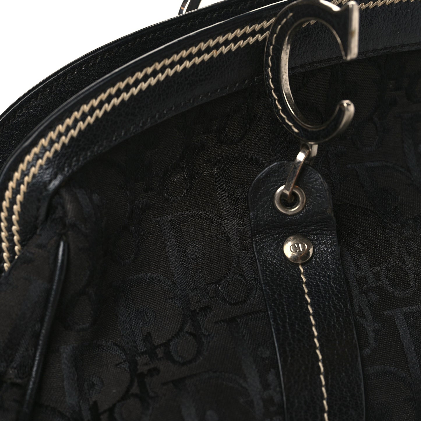 Monogram Vintage Flowers Frame Satchel Black