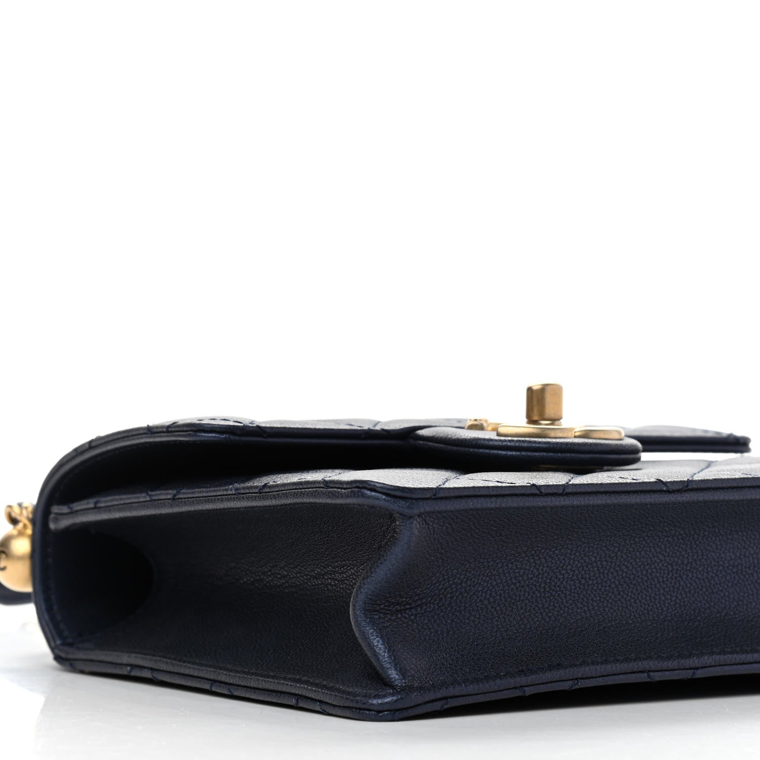 Chanel Iridescent Lambskin Quilted Chic Pearls Flap Navy Blue 8 of 9