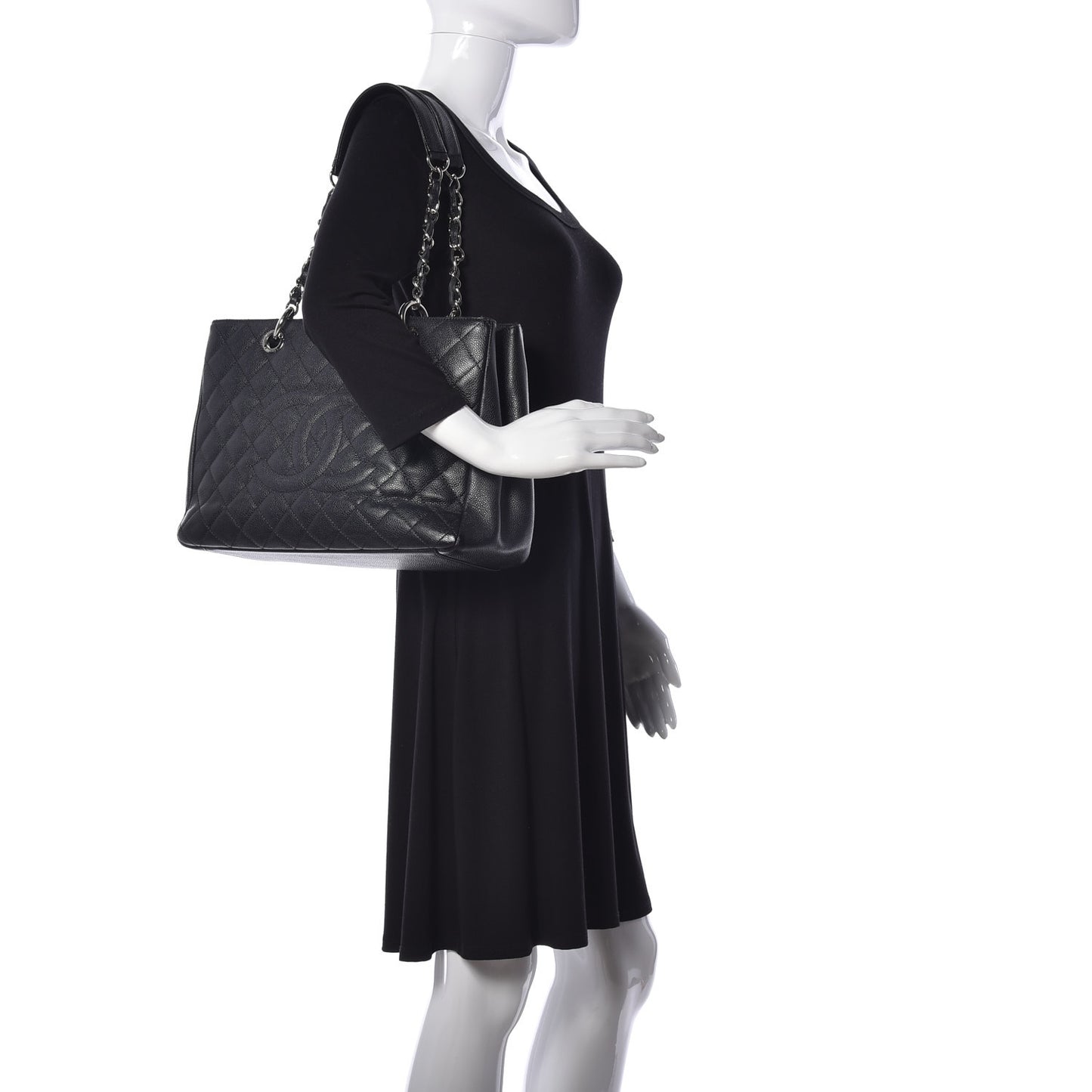 Caviar Quilted Grand Shopping Tote GST Black
