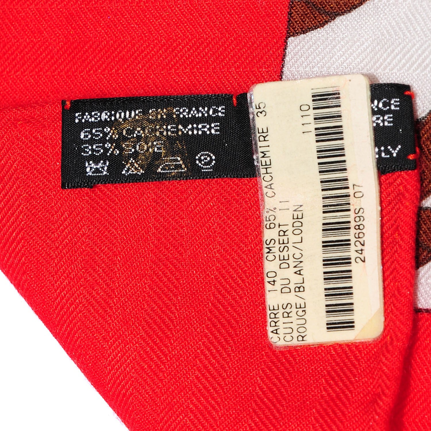 Hermes Cashmere Silk Cuirs Du Desert II Shawl 140 Rouge Blanc Loden 5 of 7
