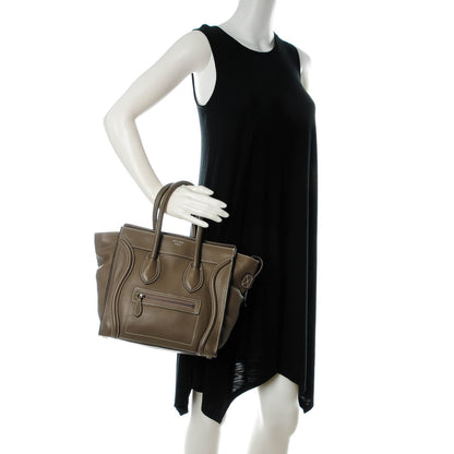 Celine Drummed Calfskin Micro Luggage Souris 2 of 9