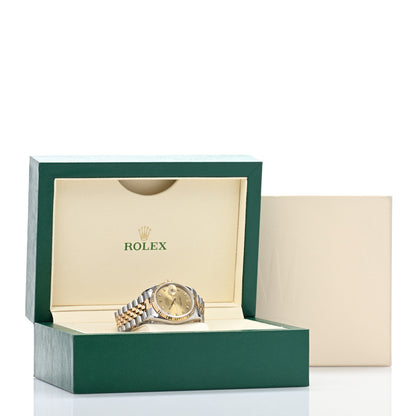 Rolex Stainless Steel 18K Yellow Gold Diamond 36mm Oyster Perpetual Datejust Watch Champagne 16233 5 of 5