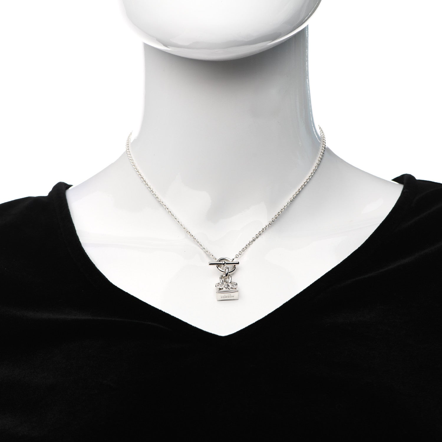 Hermes Sterling Silver Birkin Amulette Pendant Necklace 2 of 6