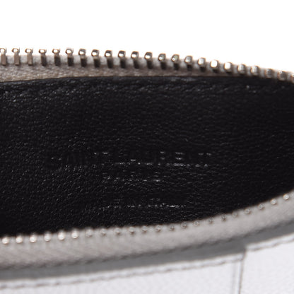 Saint Laurent Grained Calfskin 5 Fragments Zip Pouch Card Holder Silver 6 of 7