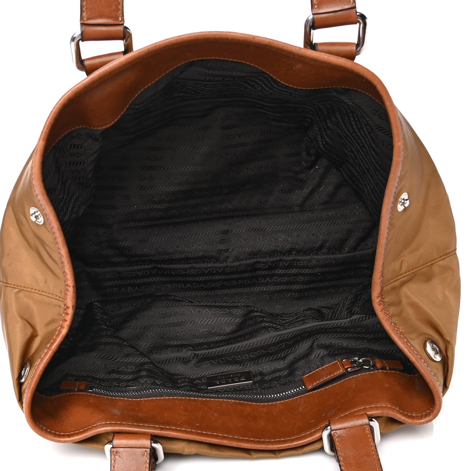 Prada Nylon Calfskin Shoulder Bag Tobacco Sughero 4 of 4