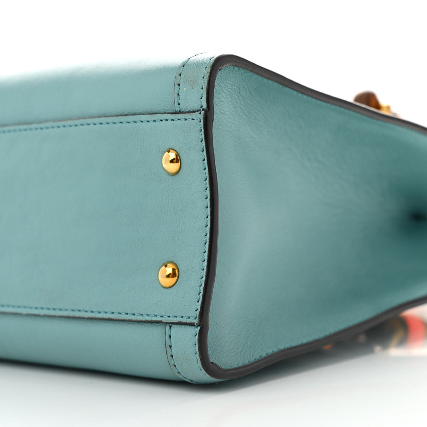 Wonka Grain Calfskin Small Diana Tote Bag Dusty Azure Orange Fluo
