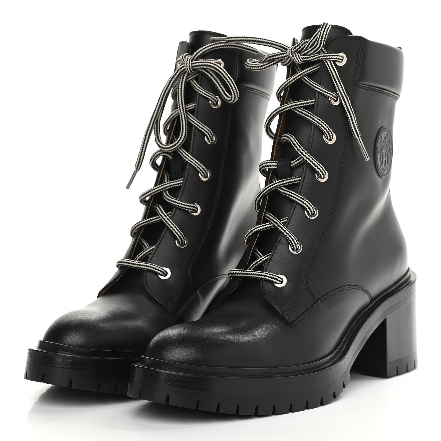 Calfskin Bridge Ankle Boots 39 Black