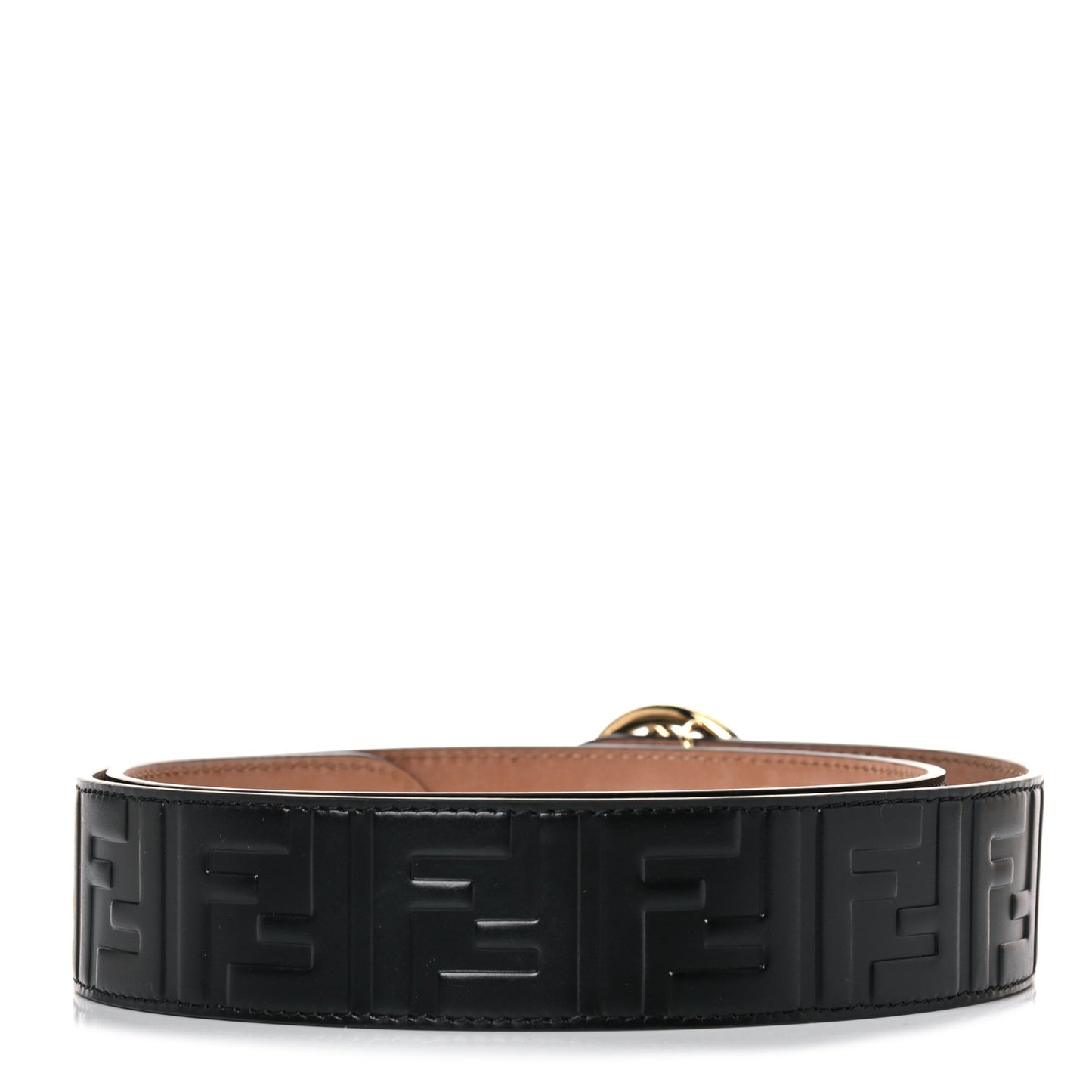 Calfskin F is Fendi FF 1974 Embossed Belt 90 36 Black