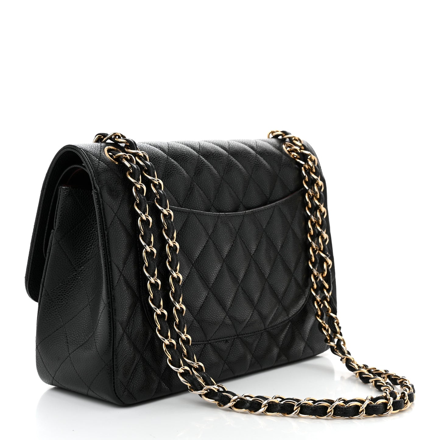 Caviar Quilted Jumbo Double Flap Black