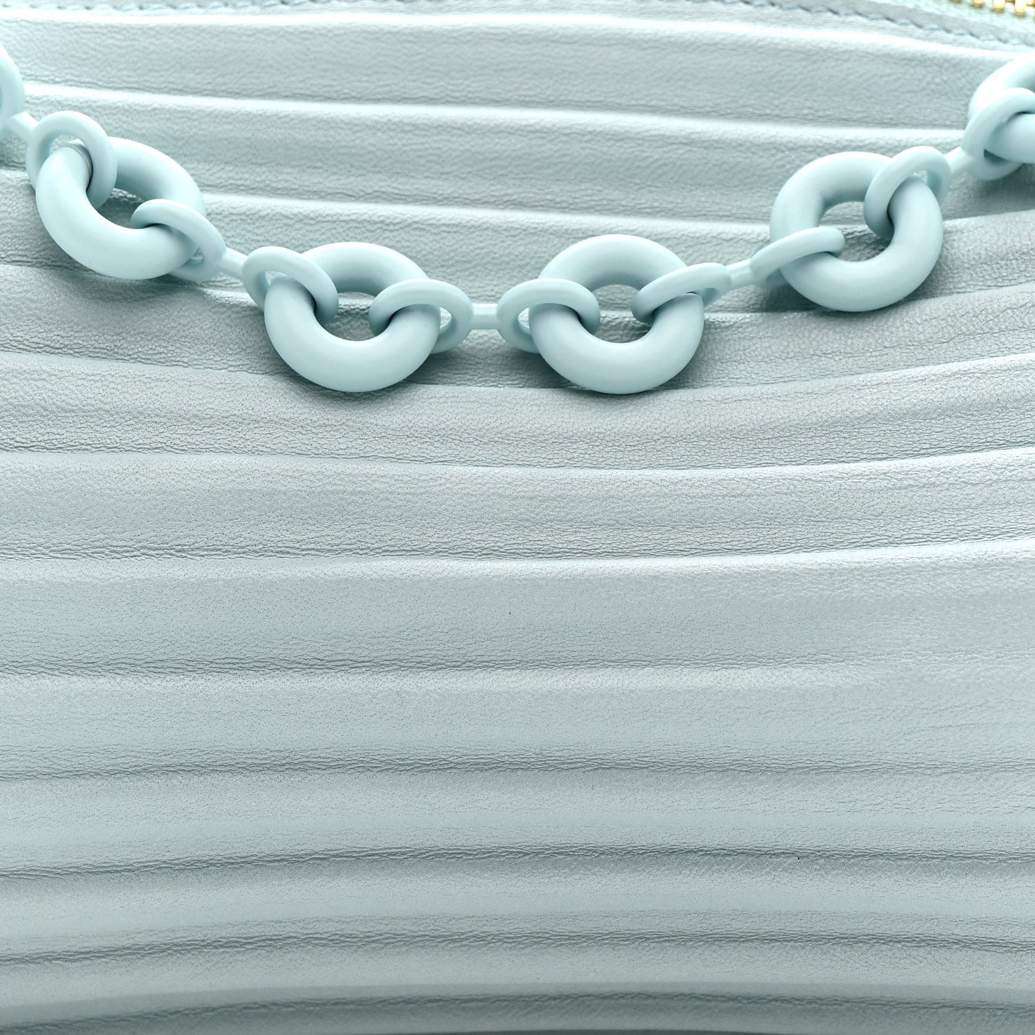 Loewe Lambskin Pleated Bracelet Pouch Chain Shoulder Bag Aquamarine 8 of 10