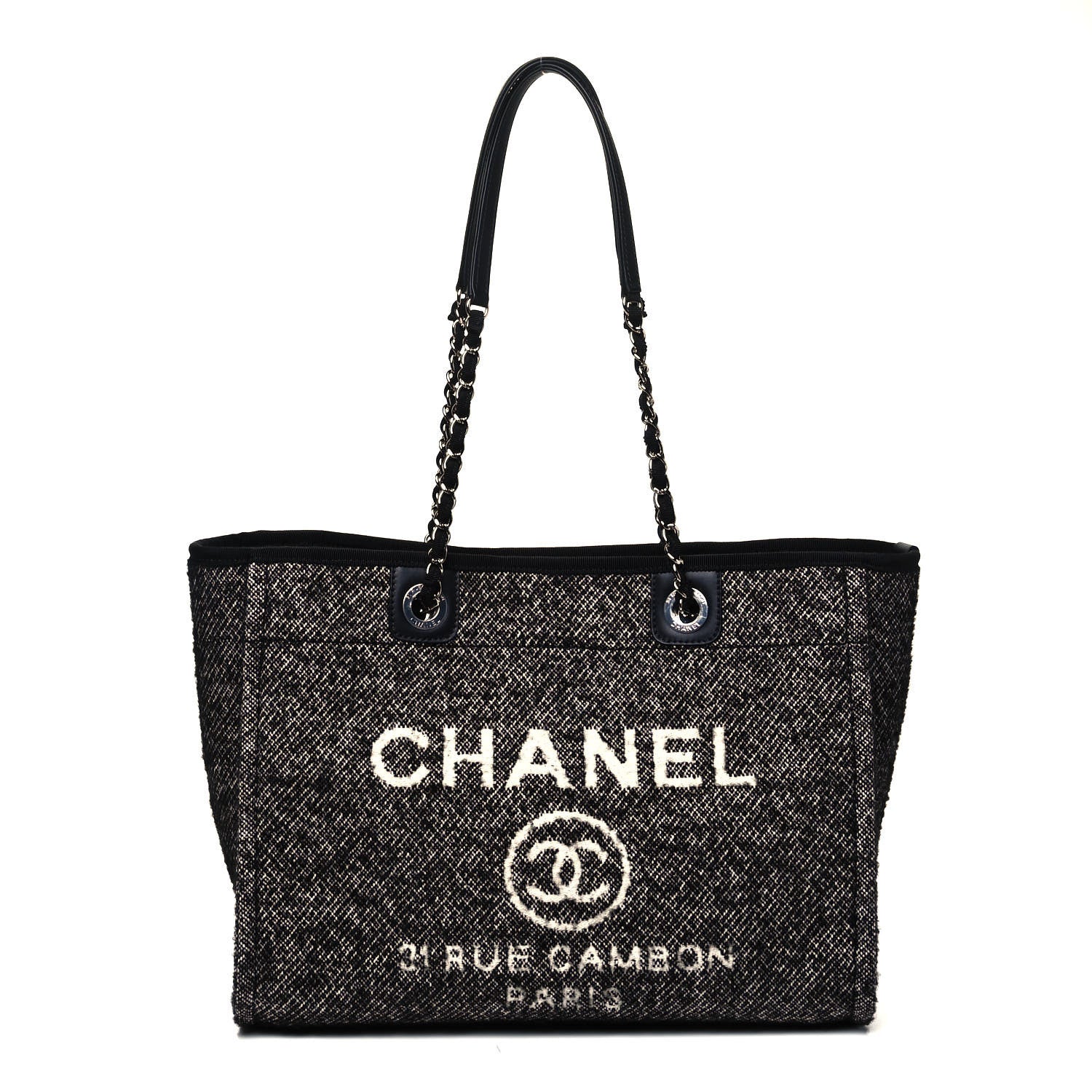 Chanel Mixed Fibers Calfskin Small Deauville Tote Black 1 of 10
