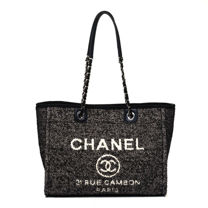 Chanel Mixed Fibers Calfskin Small Deauville Tote Black 1 of 10