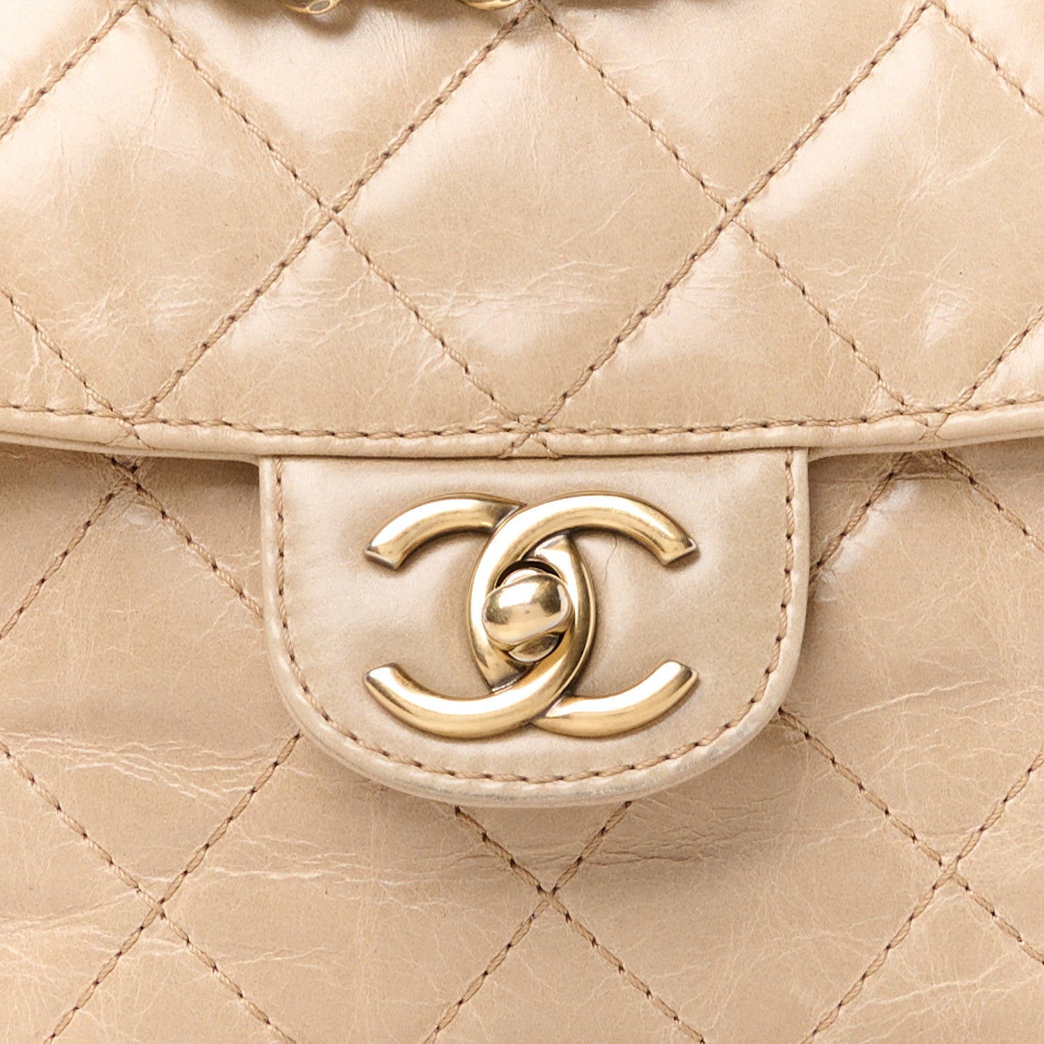 Chanel Glazed Calfskin Quilted Medium Bubble CC Flap Beige 9 of 11