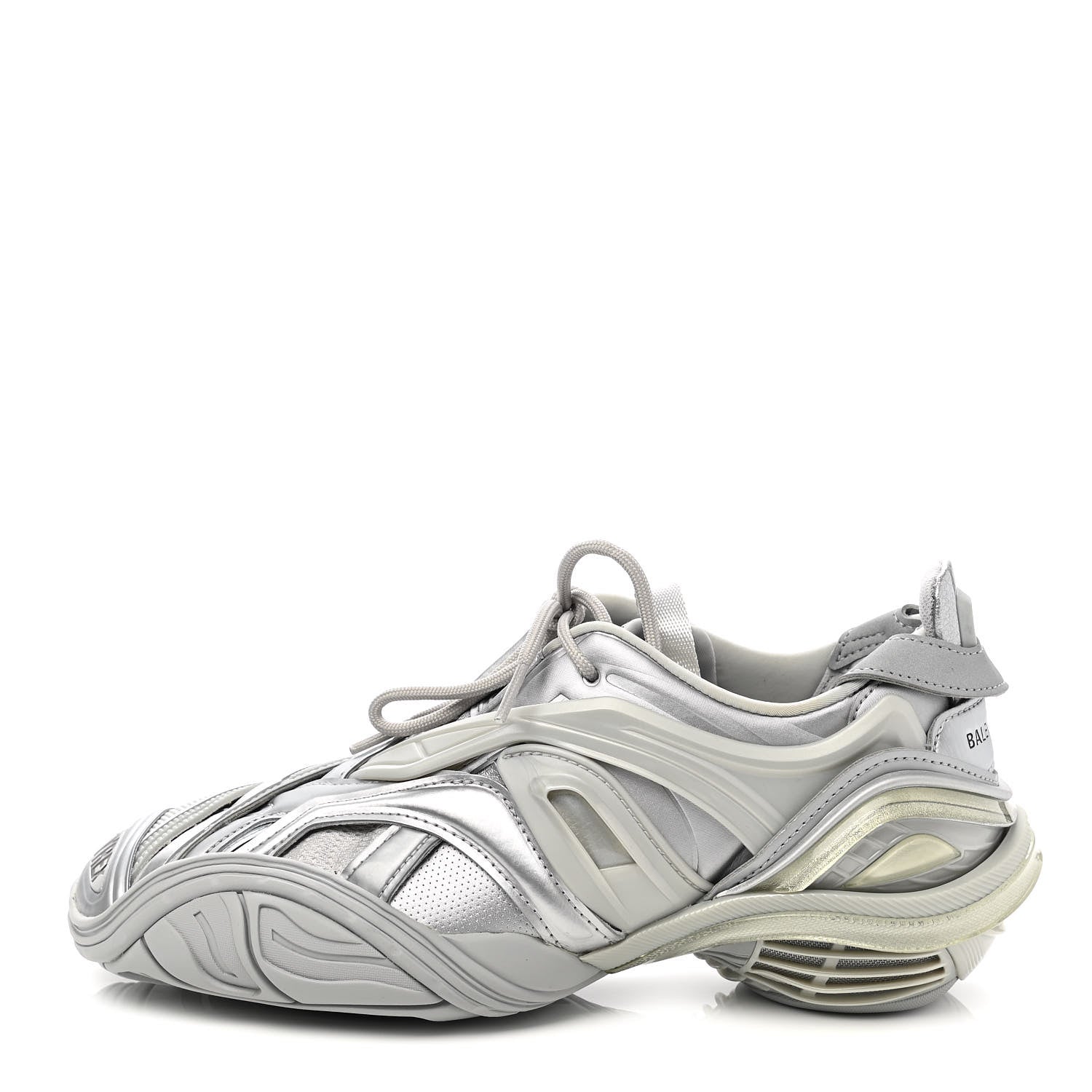 Balenciaga Metallic Rubber Mesh Womens Tyrex Sneakers 39 Monocolor Silver 1 of 8