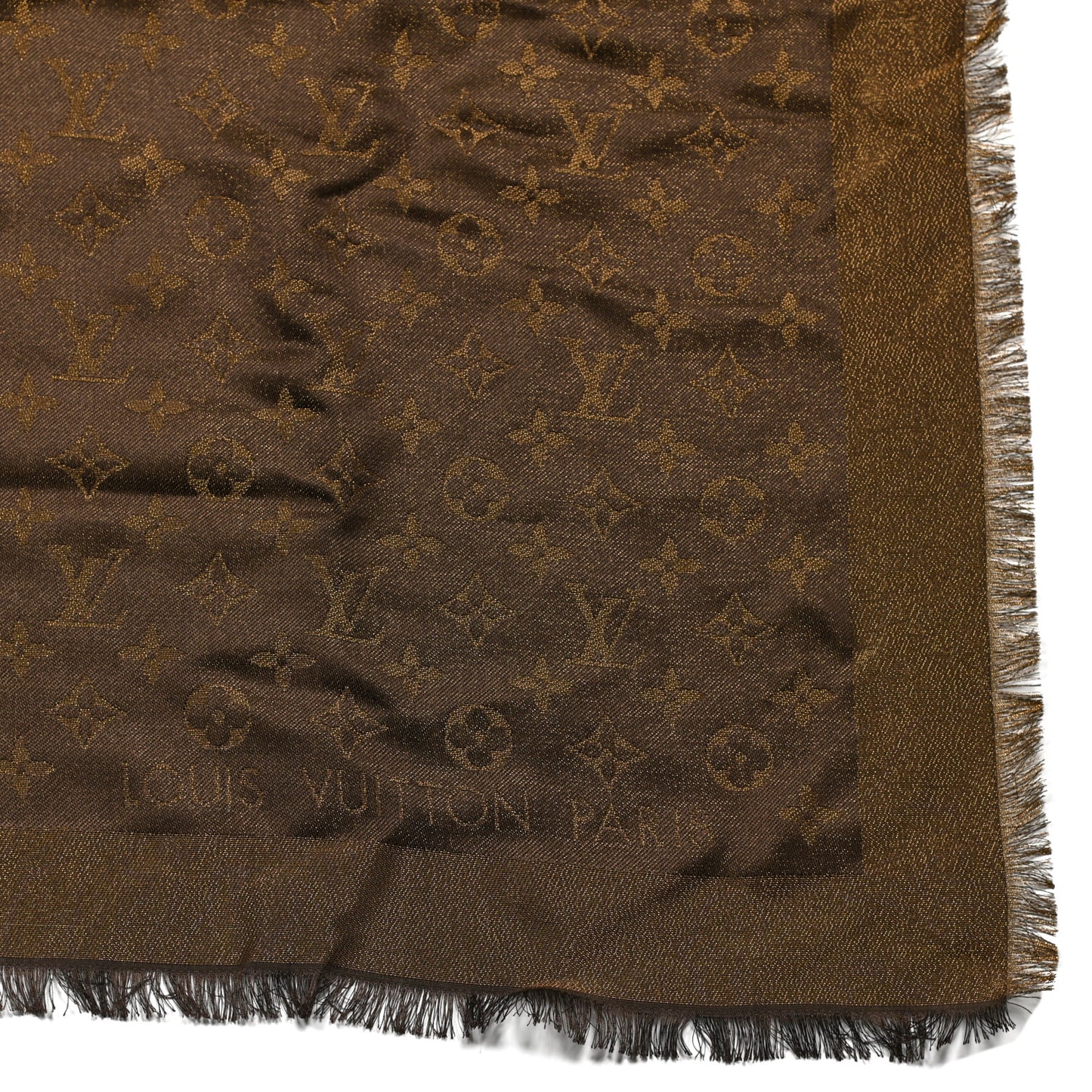 Silk Lurex Wool Monogram Shine Shawl Brown