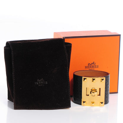 Hermes Matte Alligator Kelly Dog Extreme Bracelet Black Small 8 of 8