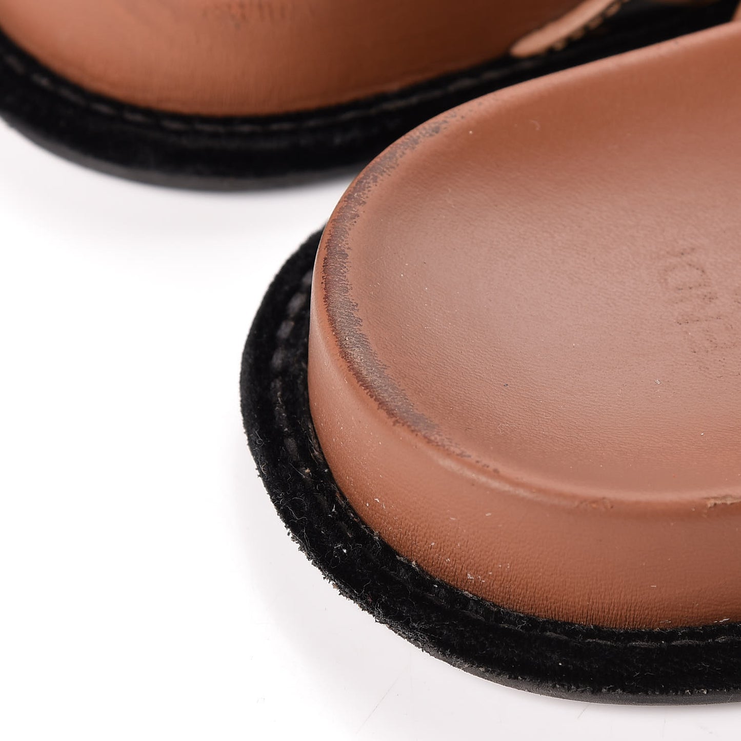 Calfskin FF Embossed Slide Sandals 39.5 Tobacco Moro