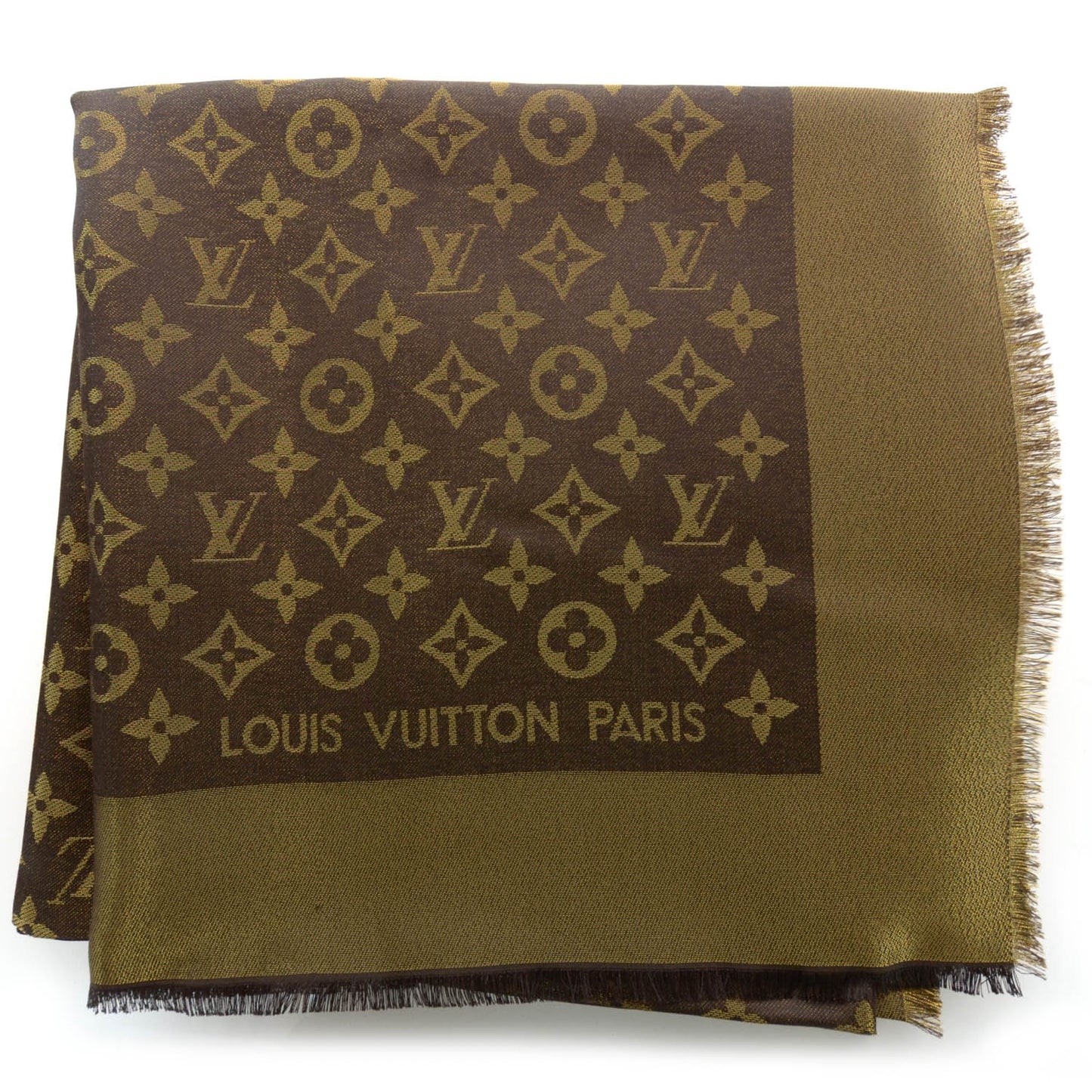 Silk Lurex Wool Monogram Shine Shawl Brown
